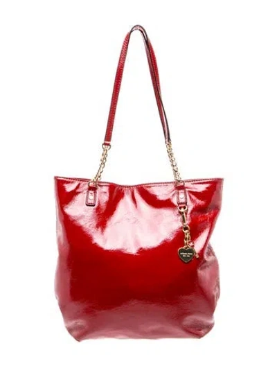 Pre-owned Michael Michael Kors Patent Leather Bucket Bag In Red