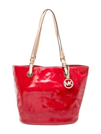 Pre-owned Michael Michael Kors Patent Leather Bucket Bag In Red