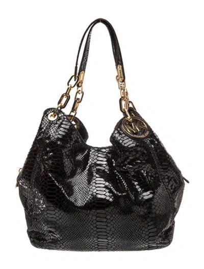 Pre-owned Michael Michael Kors Patent Leather Hobo In Black