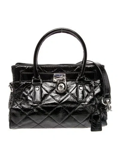 Pre-owned Michael Michael Kors Patent Leather Top Handle Bag In Black