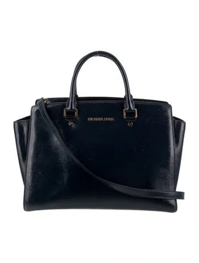 Pre-owned Michael Michael Kors Patent Leather Top Handle Bag In Blue