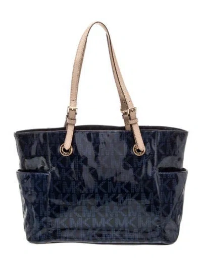 Pre-owned Michael Michael Kors Patent Leather Tote In Blue
