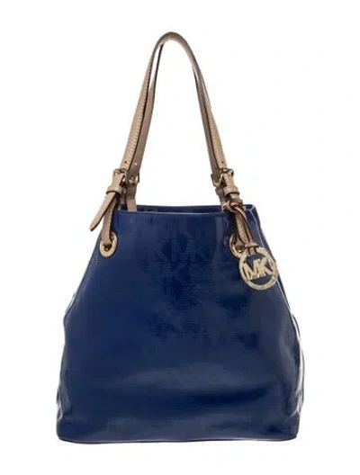 Pre-owned Michael Michael Kors Patent Leather Tote In Blue