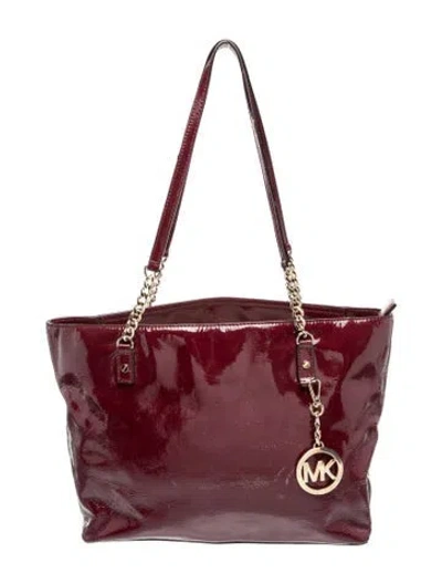 Pre-owned Michael Michael Kors Patent Leather Tote In Burgundy