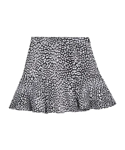 Michael Michael Kors Leopard-print Crepe Mini Skirt In Black