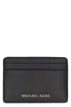 Michael Michael Kors Pebbled Calfskin Card Holder In Black