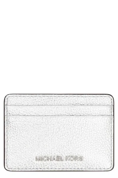Michael Michael Kors Pebbled Calfskin Card Holder In Brown