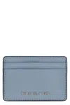 Michael Michael Kors Pebbled Calfskin Card Holder In Light Blue