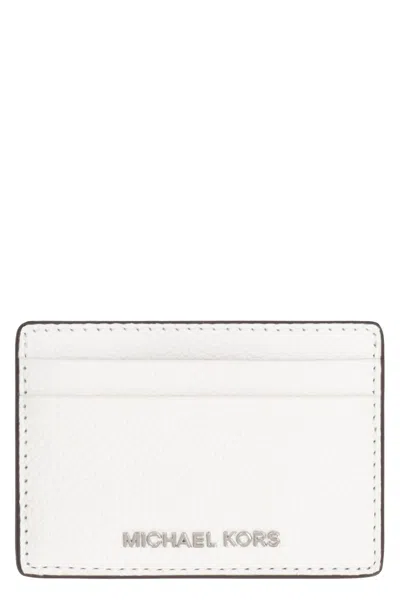 Michael Michael Kors Pebbled Calfskin Card Holder In Optic White