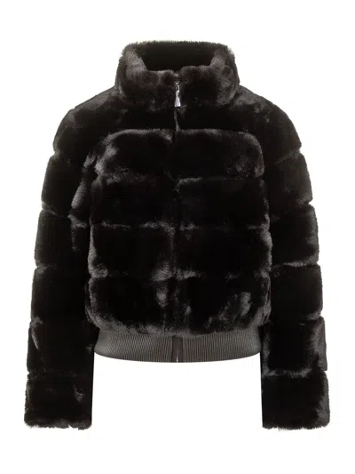 Michael Michael Kors Pelted Short Bomber Jacket In Black