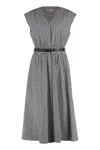 Michael Michael Kors Graphic Stripe Midi Dress In Black