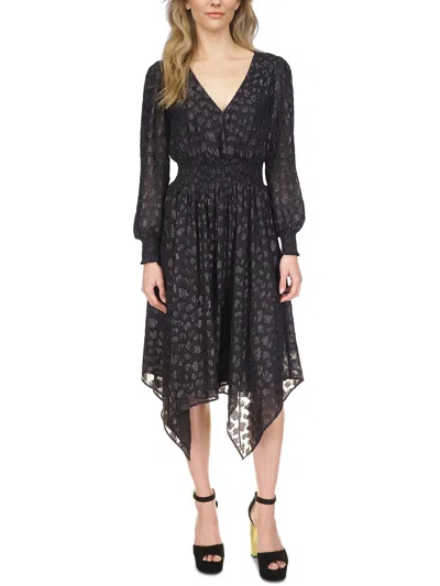 Michael Michael Kors Petites Womens Metallic Mid Calf Midi Dress In Black