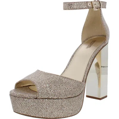 Michael Michael Kors Petra Womens Glitter Evening Platform Heels In Animal Print