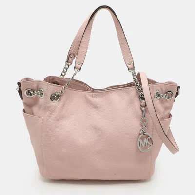 Pre-owned Michael Michael Kors Pink Leather Jet Set Chain Satchel