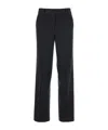 Michael Michael Kors Grey Pinstriped Pants In Wool Blend Woman In Black