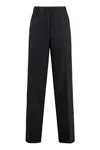 Michael Michael Kors Pinstriped Wool Trousers In Black