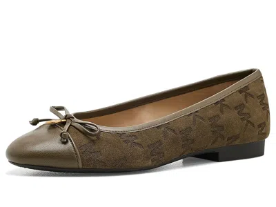 Michael Michael Kors Piper Flex Ballet Women's Flat Shoes Loden 1: 8 M, Leather In Green