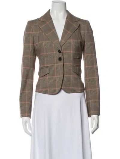 Pre-owned Michael Michael Kors Plaid Print Blazer In Brown
