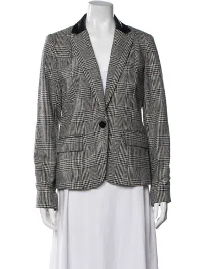 Pre-owned Michael Michael Kors Plaid Print Blazer In White