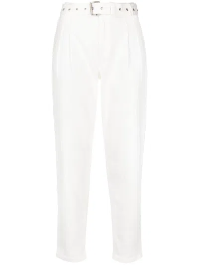 Michael Michael Kors Pleated Belted Jeans In White