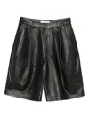 Michael Michael Kors Pleat-detail Leather Shorts In Black