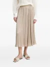 Michael Michael Kors Pleated Elastic-waist Midi Skirt In Neutral