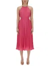 Michael Michael Kors Pleated Georgette Dress With Cut-out Details In Multi