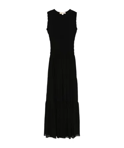 Michael Michael Kors Pleated Georgette Vest Skirt In Black