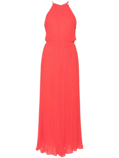 Michael Michael Kors Pleat-detail Wide-leg Jumpsuit In Red