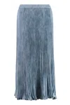 Michael Michael Kors Floral-print Pleated Midi Skirt In Light Blue