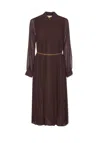 Michael Michael Kors Pleated Shirt Dress In Brown
