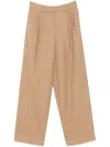 Michael Michael Kors Pleated Wide-leg Trousers In Brown