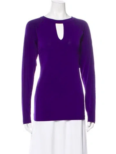 Pre-owned Michael Michael Kors Plunge Neckline Long Sleeve Top In Purple