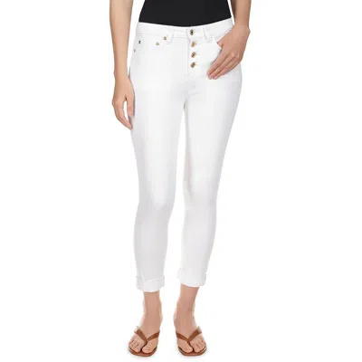 Michael Michael Kors Plus Womens Skinny Rolled Hem Cropped Jeans In White