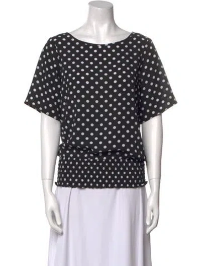 Pre-owned Michael Michael Kors Polka Dot Print Bateau Neckline Blouse In Black