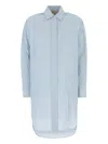 Michael Michael Kors Embroidered Chambray Shirt Dress In Blue