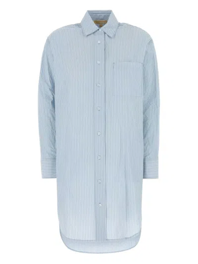 Michael Michael Kors Michael By Michael Kors Embroidered Chambray Shirt Dress In Blue