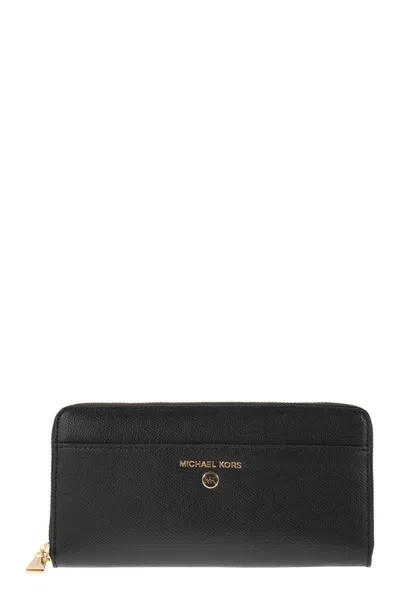 Michael Michael Kors Continental Wallet With Logo In Black