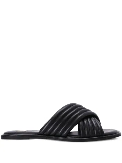 Michael Michael Kors Portia Quilted Leather Slides In Black