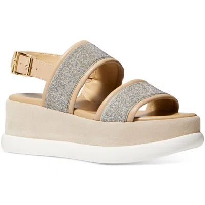 Michael Michael Kors Presley Womens Leather Round Toe Platform Sandals In White