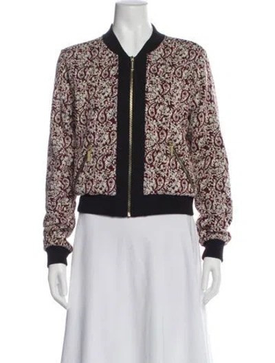 Pre-owned Michael Michael Kors Printed Bomber Jacket In White