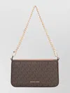 Michael Michael Kors Printed Canvas Shoulder Pouch With Chain Handle In Brown