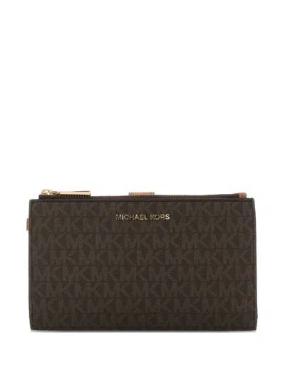 Michael Michael Kors Printed Canvas Wallet In Brown