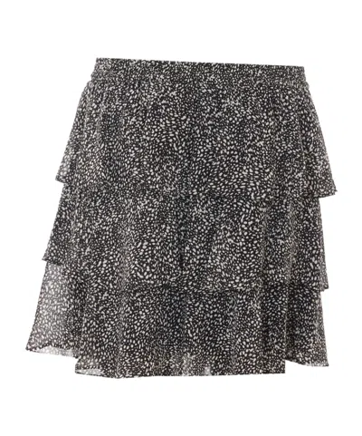 Michael Michael Kors Printed Multi-layered Midi Skirt In Black