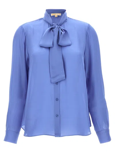 Michael Michael Kors Pussy Bow Blouse In Crew Blue
