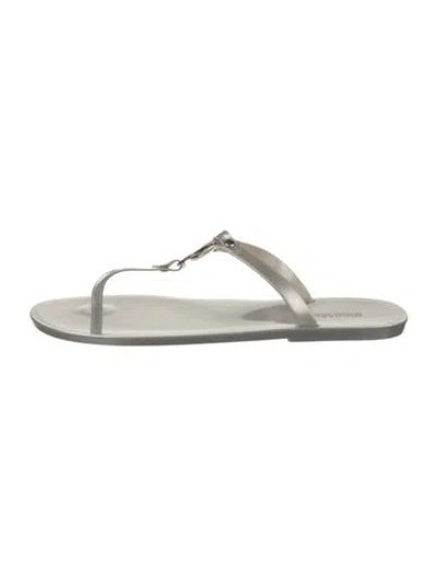 Pre-owned Michael Michael Kors Pvc Flip Flops In Silver