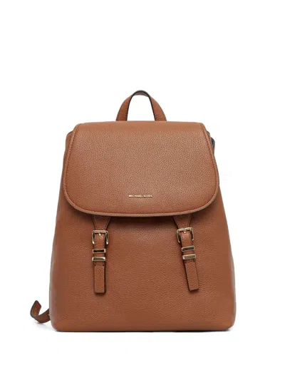 Michael Michael Kors Quinn Double-buckle Leather Backpack In Brown