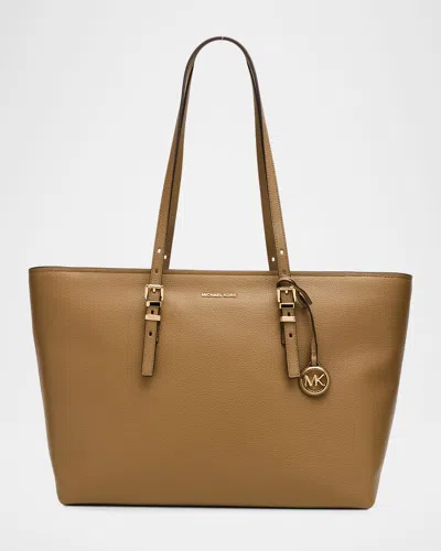 Michael Michael Kors Quinn Large Pebbled Leather Tote Bag In Brown