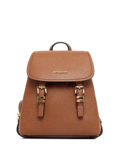 Michael Michael Kors Quinn Leather Buckled Backpack In Brown