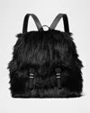 Michael Michael Kors Quinn Medium Faux Fur Flap Backpack In Black